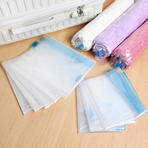 YARNOW 12pcs Vacuum Seal Compression Travel Bags Space Saver Storage Bags Roll-up Reusable for Suitcase Packing 40x60cm 50x70cm