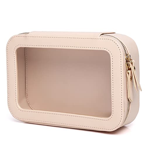 Pinkmik Clear Makeup Bag Transparent Travel Case for Cosmetics and Toiletries Women's Clear Car Bag with Zipper (Pink, Small) - color: Pink, size: Small