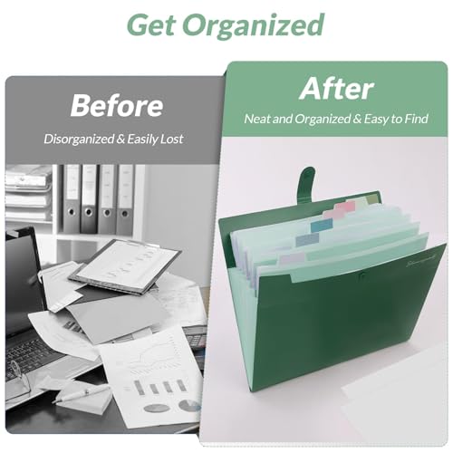 SKYDUE Expanding File Organizer with 8 Pockets, Accordion File Folders with Labels, Portable Document Paper Bill Receipt Organizer, Home College School Office Supplies, Letter Size,ForestGreen - color: Forestgreen