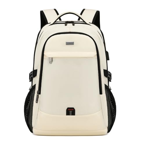DUSLANG 17 Inch Laptop Backpack for Travel Water Resistant College Backpack for Women Laptop Bag with USB Charging Port,Beige A - color: Beige-a, size: 17 Inch