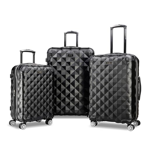 Kenneth Cole REACTION Diamond Tower Collection Lightweight Hardside Expandable 8-Wheel Spinner Travel Luggage, Black, 3-Piece Set (20", 24", & 28") - color: Black, size: 3-Piece Set (20", 24", & 28")