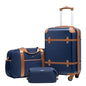 Coolife Luggage Set 3 Piece Suitcase Set Carry On Luggage PC Hardside Luggage TSA Lock Spinner Wheels Telescopic Handle - color: Navy, size: 3 piece set (DB/TB/20)