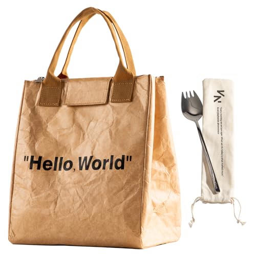 VonNova Women’s Insulated Lunch Bag with Premium 4mm Cooler Insulation, Cute Large 7L Lunch Tote for Office, Durable Small Lunch Box for Women, Stylish Lunchbox for Adults, Teens, Nurses, Teachers - color: Hello World