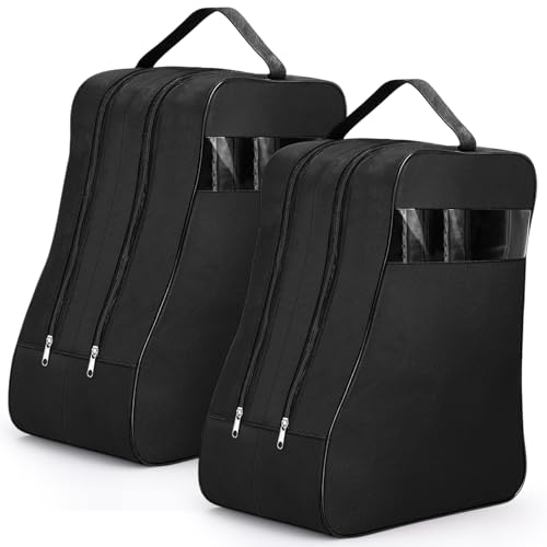 Aliceset 2 Pcs Black Boot Bags for Cowboy Two Separate Compartments Boots Portable Storage Bag for Travel Long Tube Shoes Bags Men Tall Shoe with Handle for Home Travel - color: Black