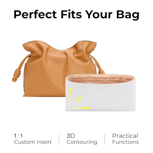 Tote Bag Organizer Insert for LOEWE Flamenco M Handbag, Custom Fit Inside Premium Vanile Lightweight WaterResistant Purse Insert with Cup Holder Accessories - color: Vanile, size: Fits-Flamenco M