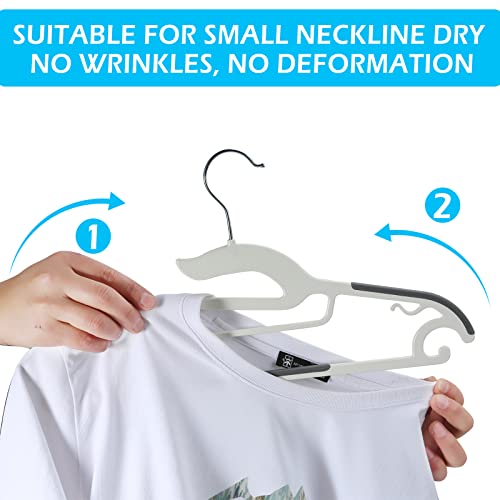 Tinfol Plastic Hangers 30Pack, Heavy Duty Dry Wet Clothes Hangers with Non Slip Pad, 16.3inch Space Saving Hanger, 360° Swivel Silver Hook for Shirts Pants Underwear Sweaters - color: Gray, size: 30 Pack