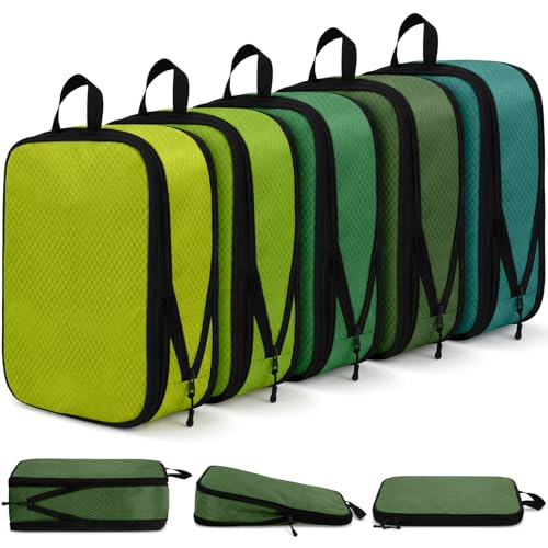 5 Pack Compression Packing Cubes for Travel Space Saving Cubes Luggage Organizer for Suitcase(Green,S) - color: Green, size: Small