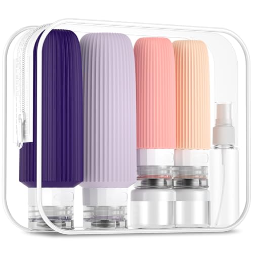 Mrsdry 16 Pack Travel Bottles for Toiletries, Large 6oz Silicone Travel Containers with No-Drip Valve and Wide Opening - color: Purple, size: Large