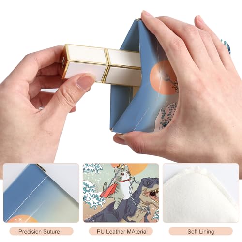 2Pcs PU Leather Small Squeeze Coin Purse Pouch Mini coin Bag Unique And Cute Wallet Cosmetic Bags Change Bag For Women Girls Men Cat and Dinosaur - color: Cat and Dinosaur