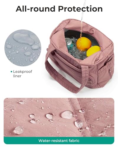 BAGSMART Lunch Bag Women Large Lunch Box Insulated Tote Bag with Multi-Pockets Quilted Puffy Tote for Work, Outdoors - color: 02-Brown