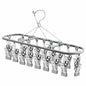 PHYDELU Drying Rack Clothing with 20 Clips，Sock Hanger for Drying，Hanging Clothes Dryer Underwear Hangers Racks Laundry Herb Socks Panty Wet Bra Lingerie Baby Delicates Foldable Small Indoor Metal - color: Dark Gray (20 Clips)