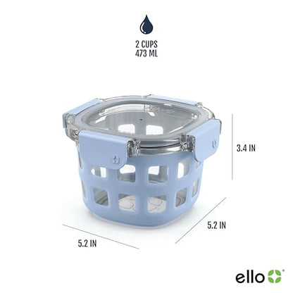 Ello Duraglass Glass Meal Prep Sets Leak-Proof Glass Food Storage Containers with Airtight BPA-Free Plastic Lids, Dishwasher, Microwave, and Freezer Safe - color: Melon