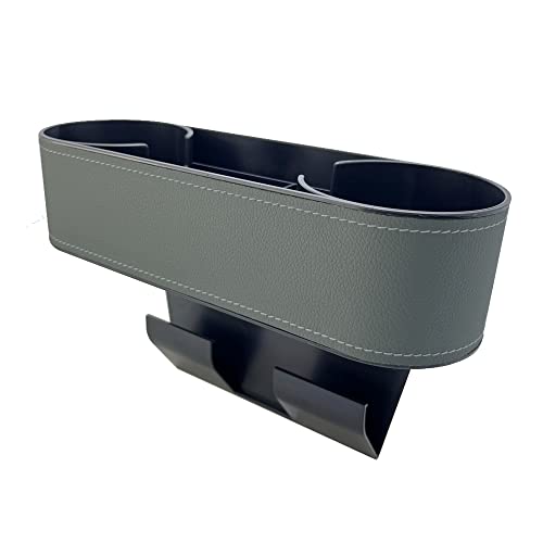 Cup Holder for Car Seat Gap Organizer, Multifunctional Cup Drink Holders with PU Leather Cover,Side Insert Center Console Gap Filler Storage Box for Mug Bottle CellPhones Keys Coffee Coasters grey2 - color: grey2