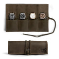 Hide & Drink, Leather Watch Roll Organizer Handmade from Full Grain Leather, Holds Up to 4 Watches, Easy Carry On Watchlover Storage (Dark Jade) - color: Dark Jade