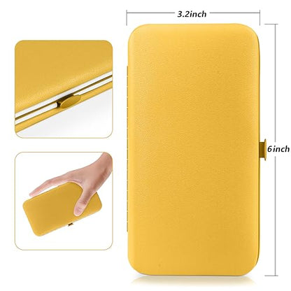 Teamkio 18pcs Manicure Set Pedicure Nail Clippers Set Travel Hygiene Kit Stainless Steel Professional Cutter Care Set Scissor Tweezers Knife Ear Pick Tools Grooming Kits with Leather Case(Yellow） - color: Yellow