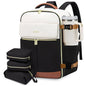 LOVEVOOK Travel Backpack for Women, TSA Carry On Backpack Flight Approved Luggage, 40L Water Resistant Personal Item Daypack Large Weekender Bag fit 17 inch Laptop with 3 Cubes, Beige-black-brown - color: Beige-black-brown, size: 40L-17.3 Inch-4Pcs