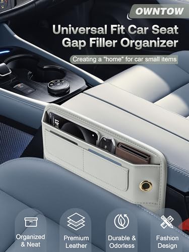 Universal Fit Premium Leather Car Seat Gap Filler Organizer, Center Console Organizer with Card Slots, Clever Gifts for Car SUV Truck Owners (Beige, 2 Pack) - color: 06 Beige, 2 Pack
