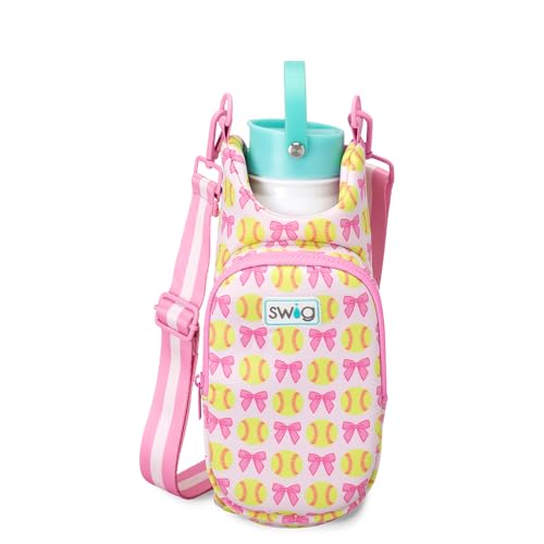 Swig Life Water Bottle Sling Bag, Water Bottle Holder with Adjustable Strap, Carrier Bag with Zippered Phone Pocket, Holds 36oz (Pitch Hit Run) - color: Pitch Hit Run