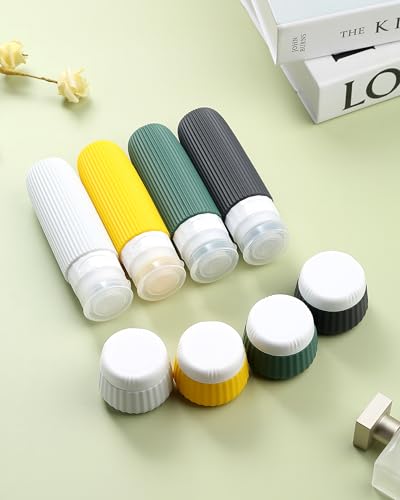 Mrsdry Travel Bottles for Toiletries 8 Pack, TSA Approved 3 oz Travel Containers with Clear Bag, Leak Proof Silicone Squeezable Essentials Jars - color: Dark Green, size: Bottle 3oz Jars 1oz