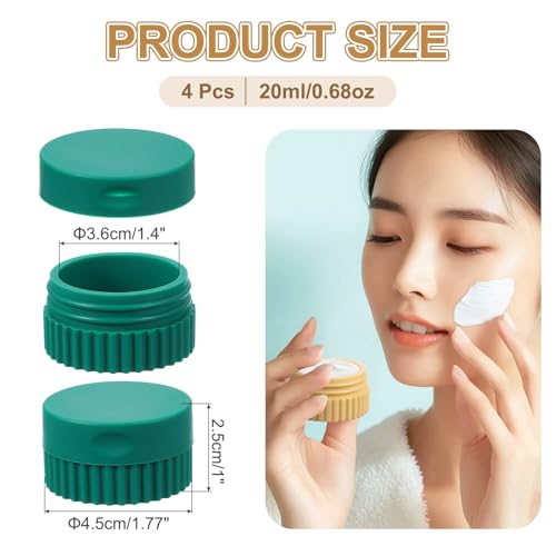 uxcell 4pcs Travel Containers for Toiletries, 0.68oz 20ml Small Silicone Cream Jars Leak-proof Travel Essentials with Lid for Cosmetic Body Skin Cream, Dark Green - color: Dark Green