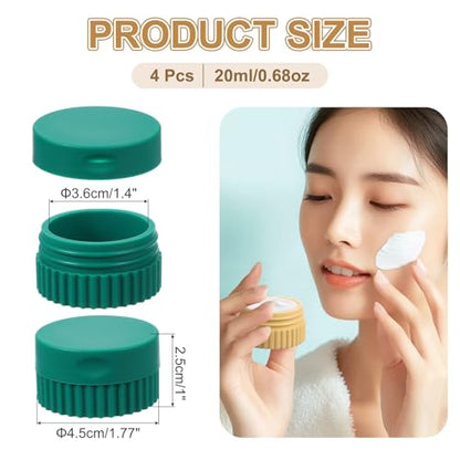 uxcell 4pcs Travel Containers for Toiletries, 0.68oz 20ml Small Silicone Cream Jars Leak-proof Travel Essentials with Lid for Cosmetic Body Skin Cream, Dark Green - color: Dark Green