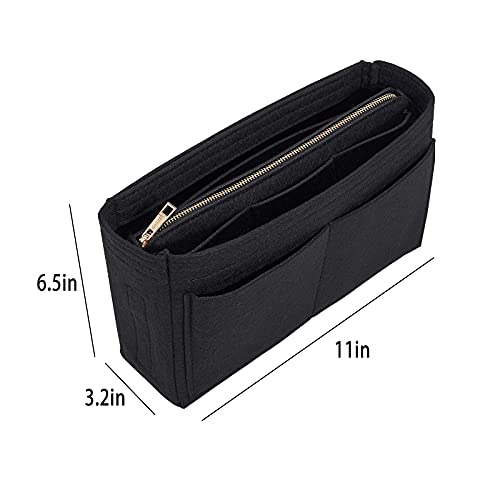 Vercord Felt Organizer Insert For Purse Handbag Tote Bag In Bag Inside Shaper Divider Neo Black Slender Medium - color: A Black, size: Slender Medium