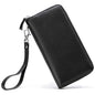 Moflycom Womens Wallet RFID Blocking Genuine Leather Zip Around Wallet Clutch Wristlet Travel Long Purse for Women - color: Black