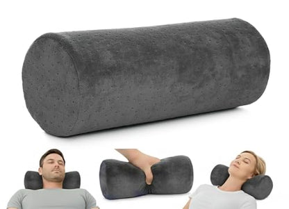 AllSett Health Round Cervical Roll Cylinder Bolster Pillow with Removable Washable Cover, Ergonomically Designed for Head, Neck, Back, and Legs, Grey | 13" X 5" - style: 13x5 Inch, Soft, Grey