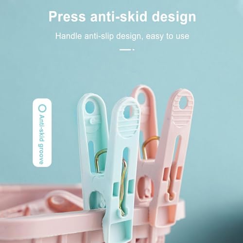 Pegs for Washing Line 31Psc Non Slip Windproof PP Material Pegs with Basket Multifunctional Fastening Waterproof Laundry with Spring.. - color: Pink