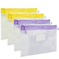 Wisdompro Zipper Pouch, 4 Packs Durable Letter Size Waterproof Mesh File Bag, Document Organizer - Purple/Yellow - color: Purple/Yellow