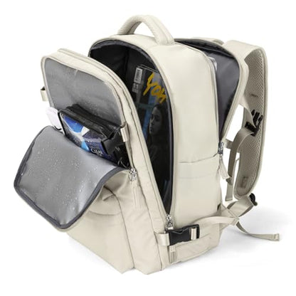 Large Travel Gym Backpack Women Carry On Backpack Flight Approved Hiking Waterproof Rucksack Casual Daypack Laptop bags airplanes Shoes Compartment Personal Item Travel Weekender Bag Essentials Beige - color: A54-beige, size: Large