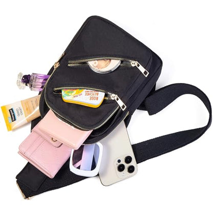 Banelu Sling Bag Crossbody Bags for Women, Small Crossbody Purses Sling Backpack Cross Body Bag for Outdoors Hiking Traveling - Black - color: N Black