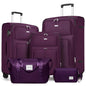 LARVENDER Softside Luggage Sets 5 Piece Expandable Suitcases Set with Spinner Wheels TSA Lock, Lightweight Soft Shell Rolling Travel Luggage Set for Men and Women, Purple - color: Purple, size: 5 Piece Set