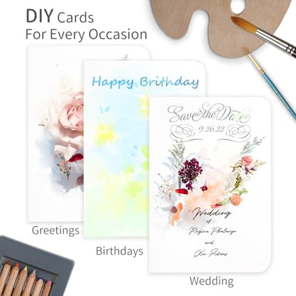 Funto Blank Watercolor Cards and Envelopes, 50 Cards, 5x7'', 140lb/300gsm, White, Acid-Free, Heavyweight Paper for All Occasions - style: 5x7 Cards and Envelopes