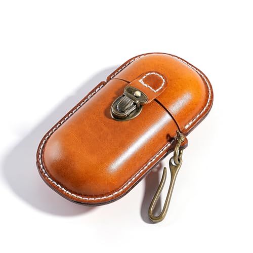 Leather eyeglass protective case - Portable travel sunglasses case - Suitable for both men and women - style: Buckle-yellow