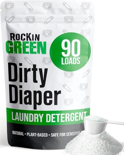 Rockin' Green Laundry Detergent, Plant based, All Natural Laundry Detergent Powder, Vegan and Biodegradable Odor Fighter, Safe for Sensitive Skin (Baby Cloth Diaper 90 Loads Unscented) - size: 90 Loads