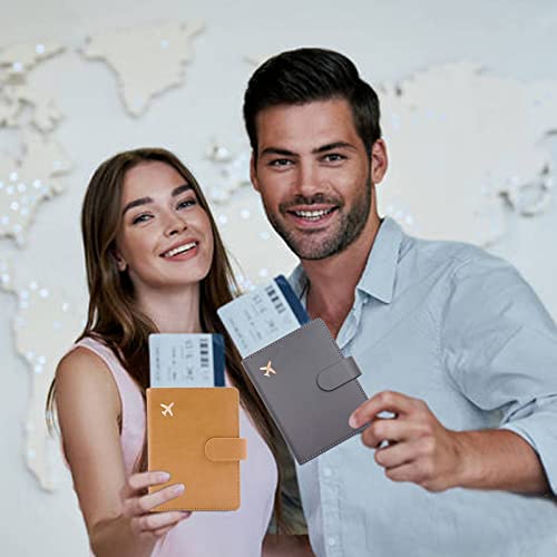 Passport Wallet, Gray, Unisex, Faux Leather, Waterproof, Slim, Lightweight, RFID Blocking, 2-in-1 Design, with Document Slots, Credit Card Slots, SIM Card Slots - color: Gray, style: Classic