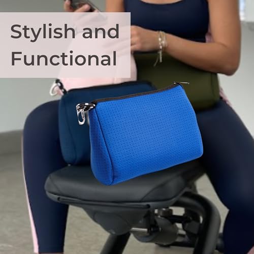 POPUPS Large Makeup Bag with Zipper, Royal Blue - Waterproof Neoprene Cosmetic Bag 7.7 x 10.75 x 5 inches - color: Basic Royal Blue