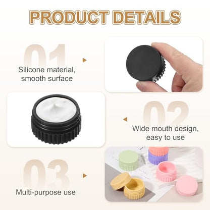 uxcell 4pcs Travel Containers for Toiletries, 0.68oz 20ml Small Silicone Cream Jars Leak-proof Travel Essentials with Lid for Cosmetic Body Skin Cream, Black - color: Black