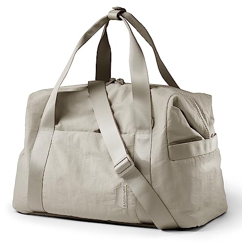 BAGSMART Gym Bag for Women, Carry on Weekender Overnight Bag, Travel Duffel Bags with Trolley Sleeve, Personal Item Travel Bag Tote Bag Workout Dance Bag, Beige-M - color: Beige, size: Medium