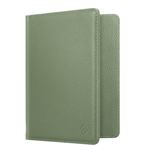 FINTIE Passport Holder, Slim Travel Wallet RFID Blocking Card Case Cover Passport Cover Protector Essentials with Credit Card Slots for Women/Men | Slim - color: Sage Green