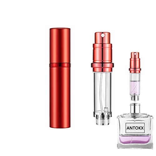 Travel Perfume Bottle Refillable Atomizer - 5ML Atomiser, Pocket Perfume Dispenser, Leakproof Portable Scent Pump Case for Women and Men (Red) - color: Red