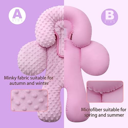 Pro Goleem Infant Car Seat Head Neck Body Support, Ultra-Soft Minky and Microfiber Newborn Car Seat Insert, Perfect for Car Seat, Stroller, 2-in-1 Reversible, Girls, Pink - color: Pink