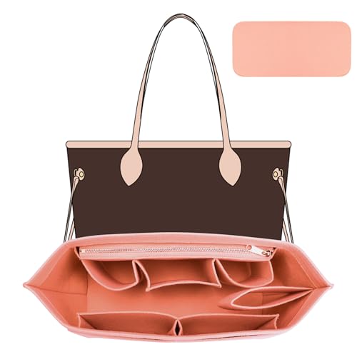 Purse Organizer Insert Compatible with Lv Neverfull MM Insert Organizer Pink and More, Bag Organizer Liner Shaper for Tote Handbags, Pink/L - color: Pink, size: L