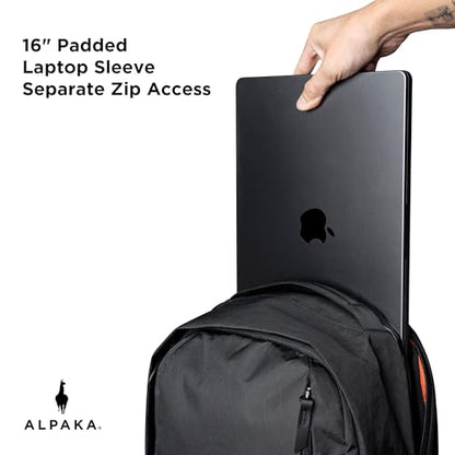ALPAKA Metro Backpack Pro for Men - Fits 16" Laptop Business Travel Backpack with YKK Zippers, MOD Key Leash & Luggage Pass-through, Padded and Weatherproof X-pac Material Work Bag (Black) - color: Black