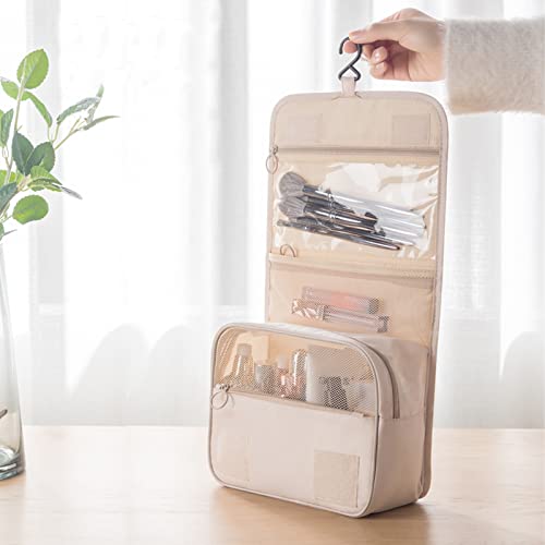 Hanging Toiletry Bag for Women, Travel Size Toiletries bags with Hook, Travel Makeup Bag for Cosmetic Storage Organizer Beige - color: Beige