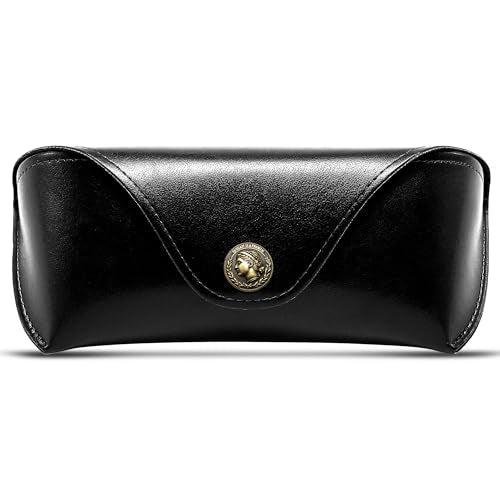 SUNGAIT Vegan Leather Glasses Case Portable Sunglasses Holder Hard Shell Slim Design Travel-Ready - color: Black