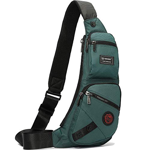 NICGID Sling Bag Chest Shoulder Backpack Crossbody Bags Casual Daypack for Men Women - color: Dark Green-1