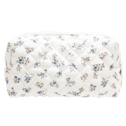 PAZIMIIK Vintage Quilted Makeup Bag Cosmetic Pouch for Brushes Pencils and Travel Make Up Accessories for Women and Girls Gauze Hyacinth - color: Gauze Hyacinth, size: 1PCS