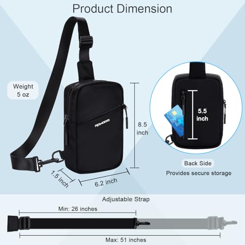 Small Sling Bag for Women Men Chest Bag Water Resistance Mini Crossbody Bag Adjustable Strap Lightweight Shoulder Bag - color: 06-black